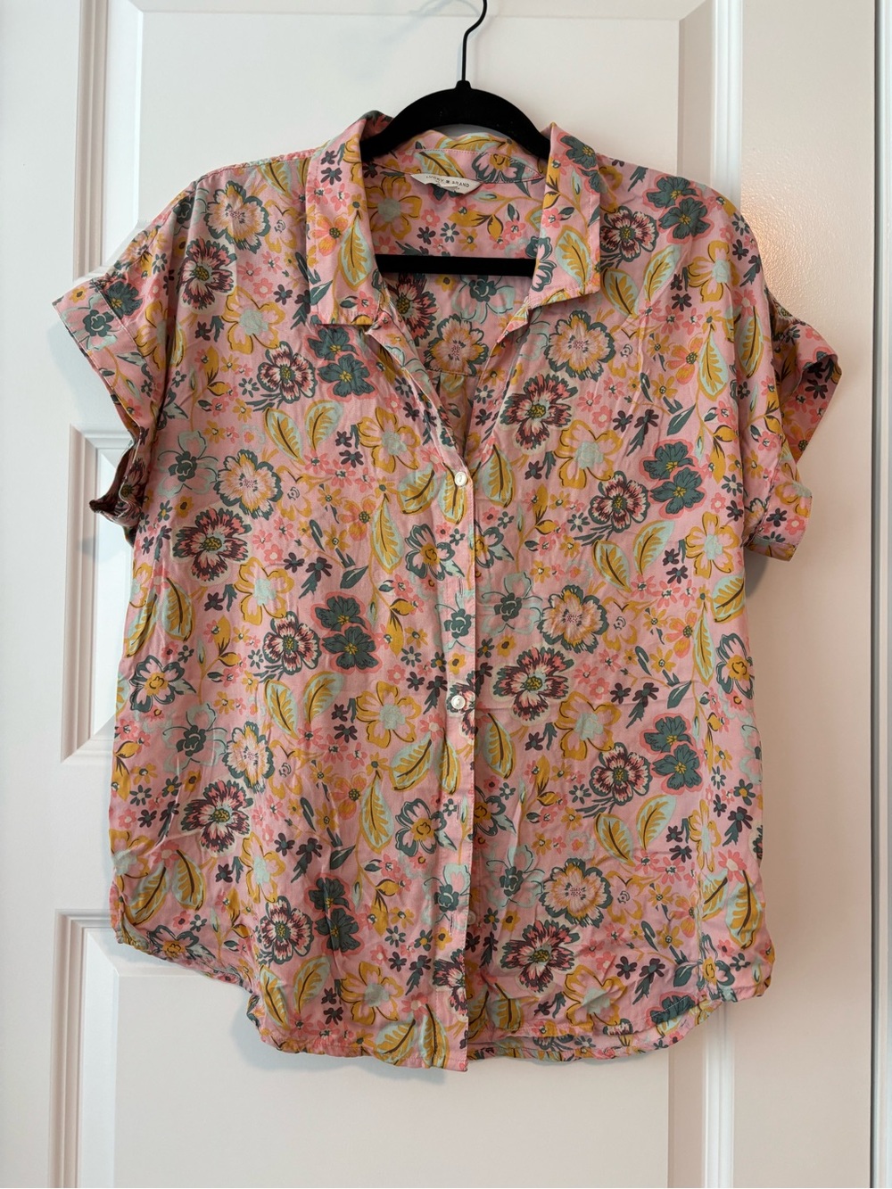 Lucky Brand Pink Floral Button Front Shirt M